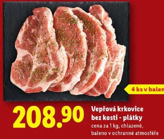 Vepřová krkovice bez kosti - plátky, cena za 1 kg