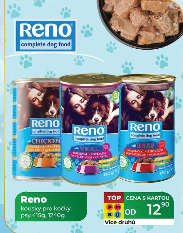 Reno kousky pro kočky, psy 415g, 1240g