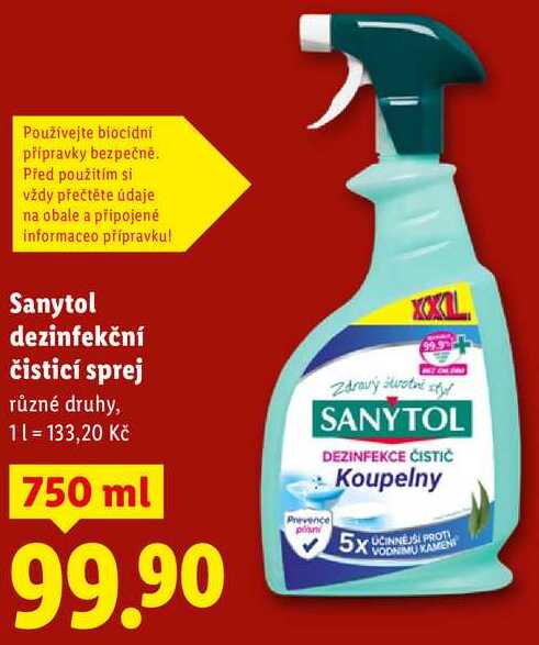 Sanytol dezinfekční čisticí sprej, 750 ml