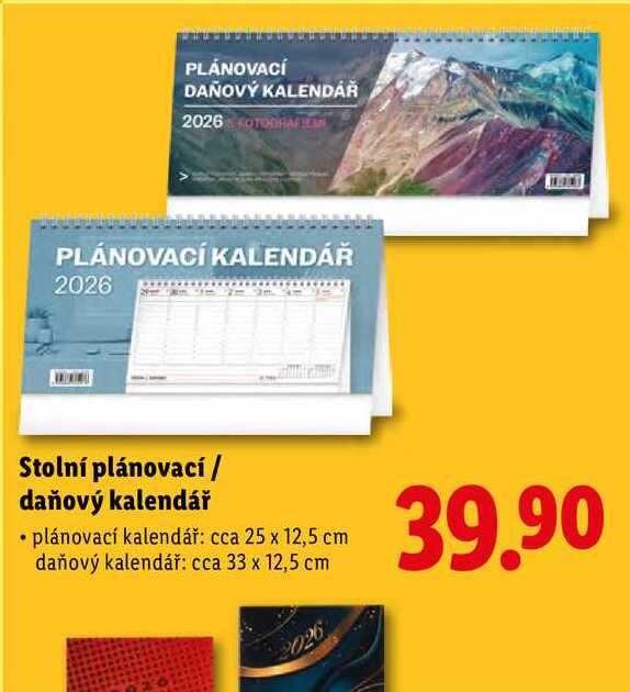 Stolní plánovací/daňový kalendář 