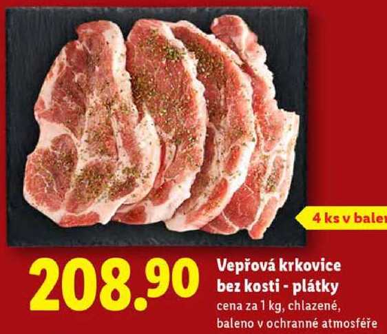 Vepřová krkovice bez kosti - plátky, cena za 1 kg