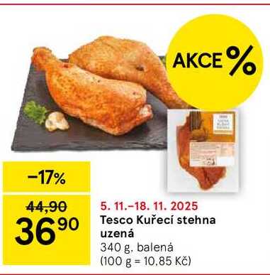 Tesco Kuřecí stehna uzená, 340 g, balená