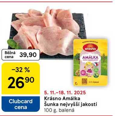 Krásno Amálka Šunka nejvyšší jakosti, 100 g