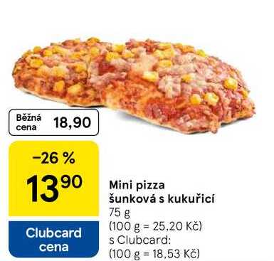Mini pizza šunková s kukuřicí, 75 g