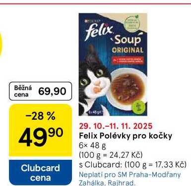 Felix Polévky pro kočky, 6x 48 g  