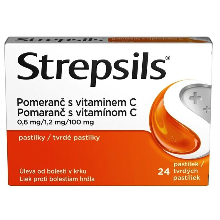 Strepsils pomeranč s vitaminem C 24 pastilek