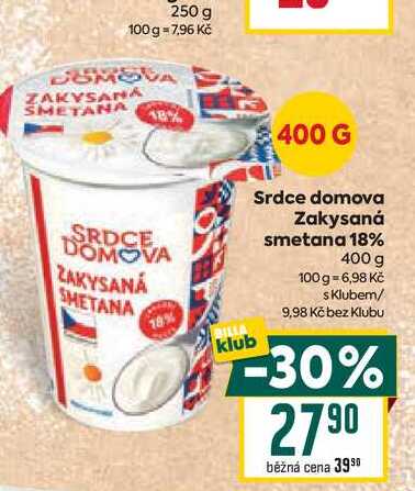 Srdce domova Zakysaná smetana 18% 400 g