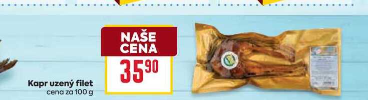 Kapr uzený filet cena za 100g 