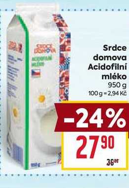Srdce domova Acidofilni mléko 950 g