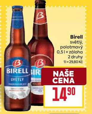 Birell světlý, polotmavý 0,5l