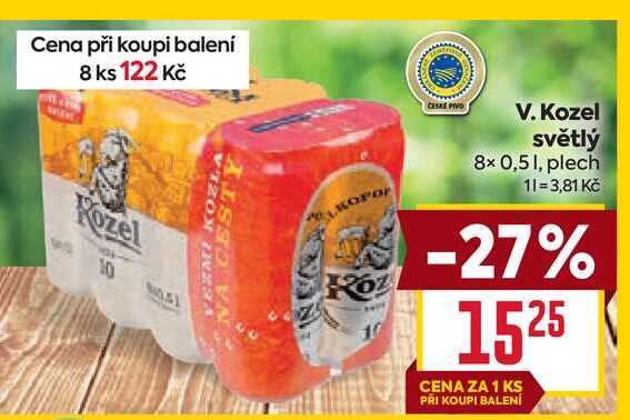 V. Kozel světlý 8× 0,51, plech  