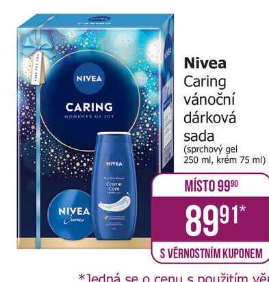 Nivea Caring vánoční dárková sada (sprchový gel 250 ml, krém 75 ml)