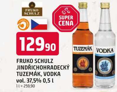 FRUKO SCHULZ JINDŘICHOHRADECKÝ TUZEMÁK, VODKA vol. 37,5% 0,5l