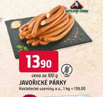 Kostelecké Uzeniny Javořické párky 100g