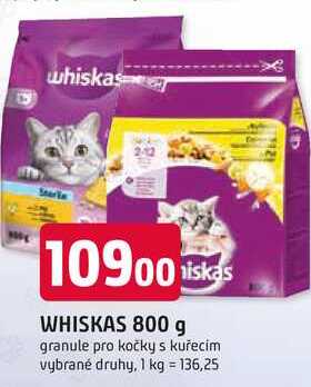 Whiskas granule 800g, vybrané druhy