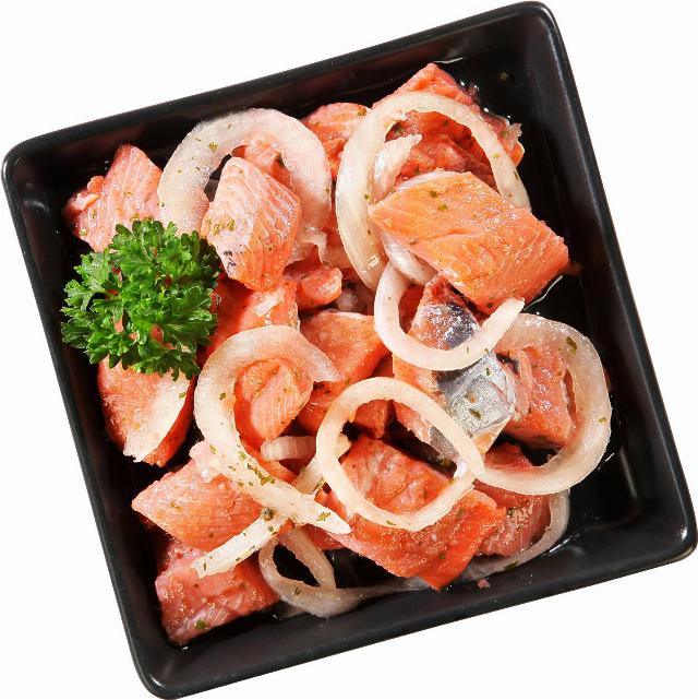 Líšno Matjesové řezy à la losos s cibulí