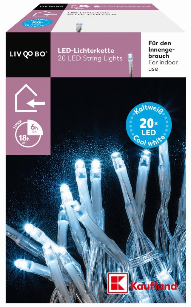 Liv&Bo LED Světelný řetěz studená bílá