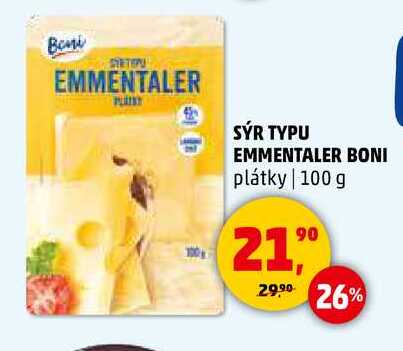 SÝR TYPU EMMENTALER BONI, 100 g