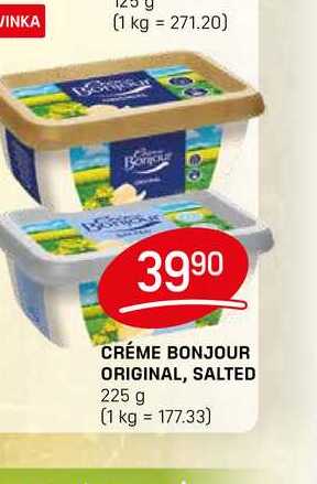 CRÉME BONJOUR ORIGINAL, SALTED 225 g