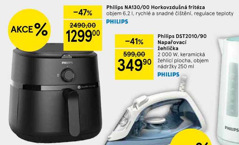 Philips NA130/00 Horkovzdušná fritéza, objem 6,2 l, rychlé a snadné čištění, regulace teploty
