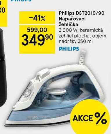 Philips DST2010/90 Napařovací žehlička, 2 000 W. keramická 90 žehlicí plocha, objem nádržky 250 ml