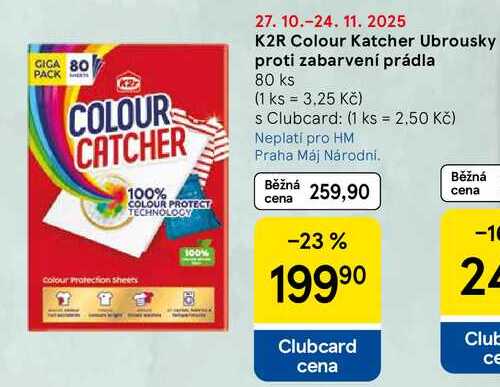 K2R Colour Katcher Ubrousky proti zabarvení prádla, 80 ks