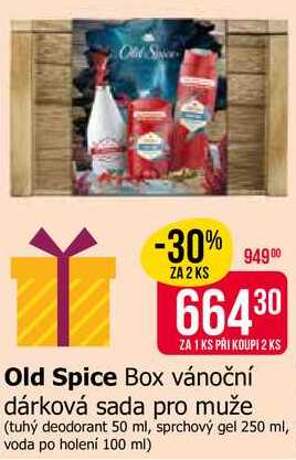 Old Spice Box vánoční dárková sada pro muže (tuhý deodorant 50 ml, sprchový gel 250 ml, voda po holení 100 ml)