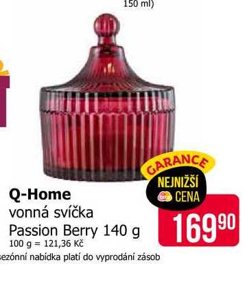 Q-Home vonná svíčka Passion Berry 140 g