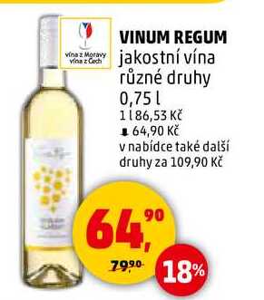 VINUM REGUM jakostní vína, 0,75 l