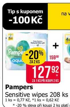 Pampers Sensitive wipes 208 ks 
