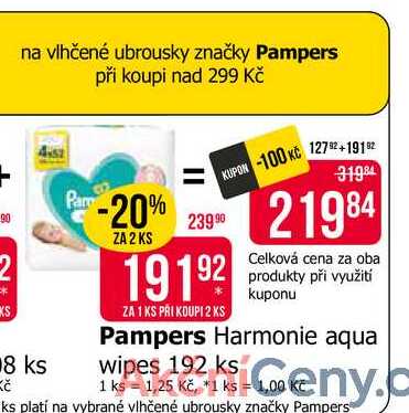 Pampers Harmonie aqua wipes 192 ks 