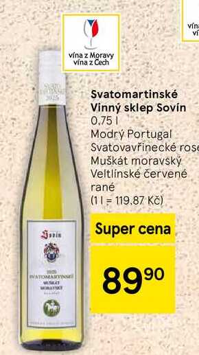 Svatomartinské Vinný sklep Sovín, 0,75 l