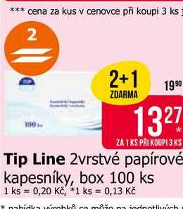 Tip Line 2vrstvé papírové kapesníky, box 100 ks