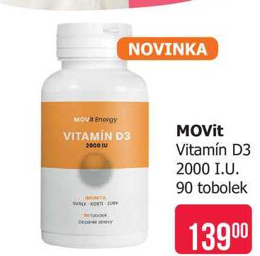 MOVit Vitamín D3 2000 I.U. 90 tobolek