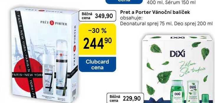 Pret a Porter Vánoční balíček obsahuje: Deonatural sprej 75 ml. Deo sprej 200 ml