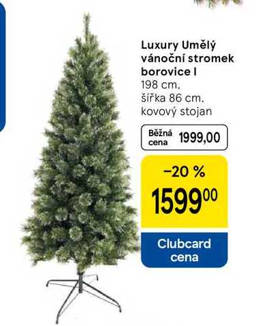 Luxury Umělý vánoční stromek borovice, 198 cm. šířka 86 cm. kovový stojan