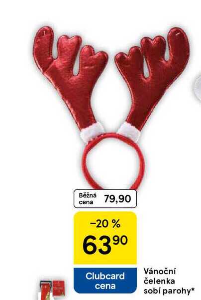 Vánoční čelenka sobí parohy