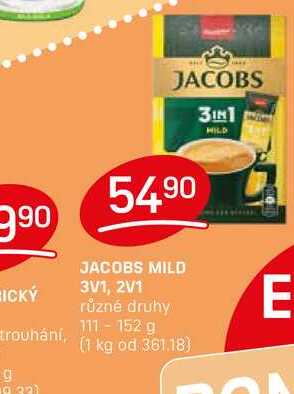 JACOBS MILD 3V1, 2V1 různé druhy 111-152 g