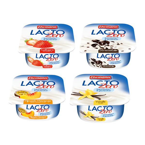 Ehrmann Jogurt řeckého typu s nízkým obsahem laktózy Mix (jahoda, vanilka, stracciatella, broskev - maracuja)