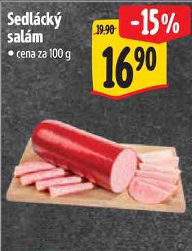 Sedlácký salám, cena za 100 g 