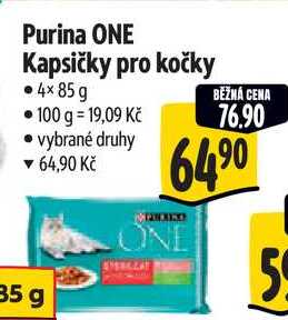 Purina ONE Kapsičky pro kočky, 4x 85 g 