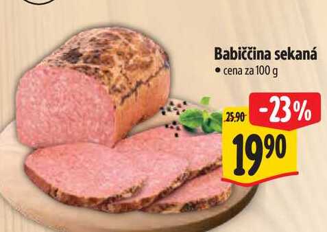Babiččina sekaná, cena za 100 g 