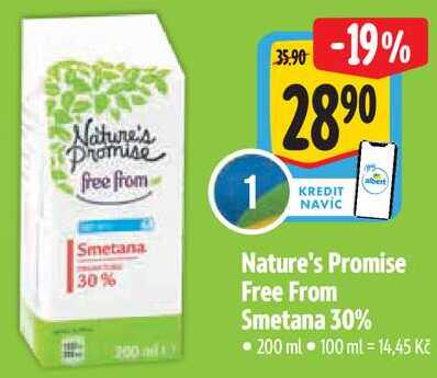 Nature's Promise Free From Smetana 30%, 200 ml  v akci