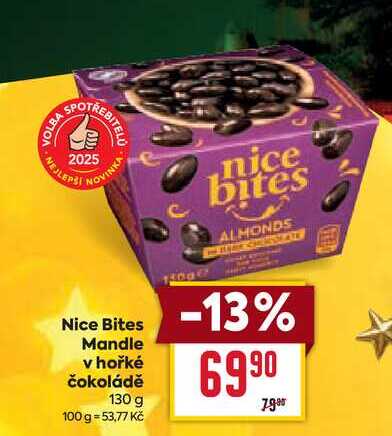 Nice Bites Mandle v hořké čokoládě 130 g