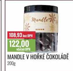MANDLE V HOŘKÉ ČOKOLÁDĚ 200g