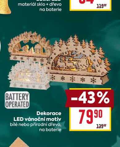 Dekorace LED vánoční motiv bílé nebo přírodní dřevo, na baterie