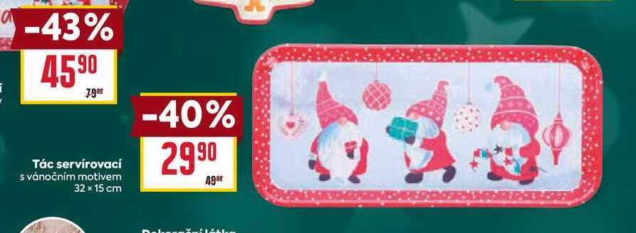 Tác servírovací s vánočním motivem 32 x 15 cm