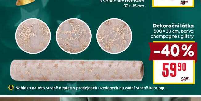 Dekorační látka 500x30 cm, barva champagne s glittry