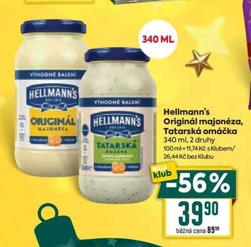 Hellmann's Originál majonéza, Tatarská omáčka 340 ml