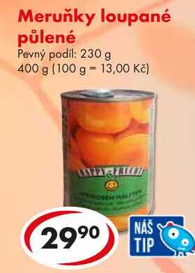 Meruňky loupané půlené, 400 g